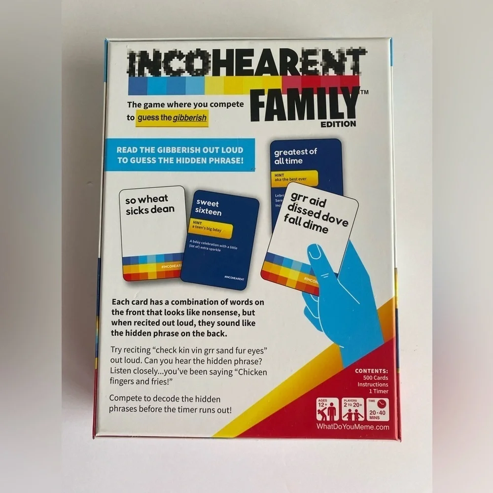 What Do You Meme? Incohearent Family‎ Board Game Age 12+ Partially New